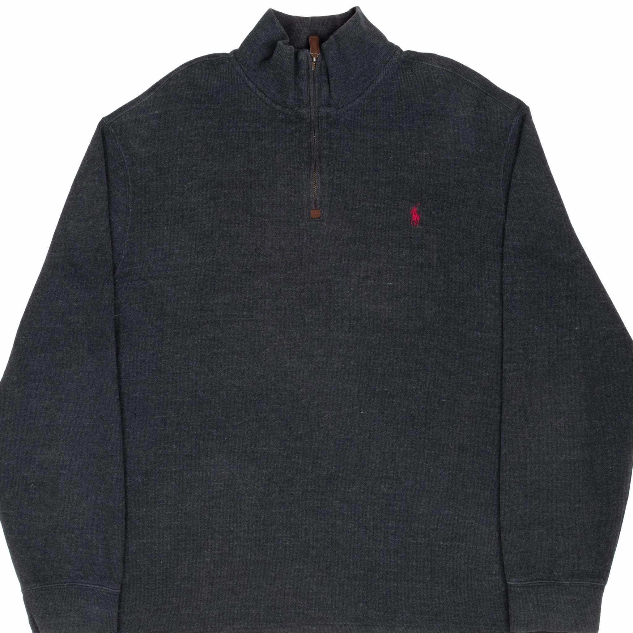 POLO RALPH LAUREN DARK GREY QUARTER 1/4 ZIP SWEATER SIZE XL product weekend wearability Bow Accents