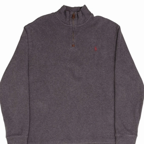 POLO RALPH LAUREN DARK GREY QUARTER 1/4 ZIP SWEATER SIZE XL Cold Weather Look