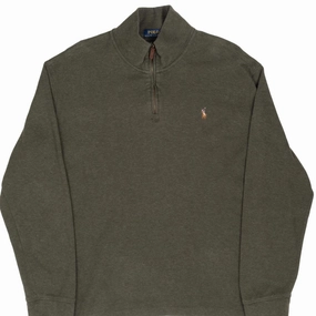 POLO RALPH LAUREN GREEN QUARTER 1/4 ZIP SWEATER 2XL Cold Layer