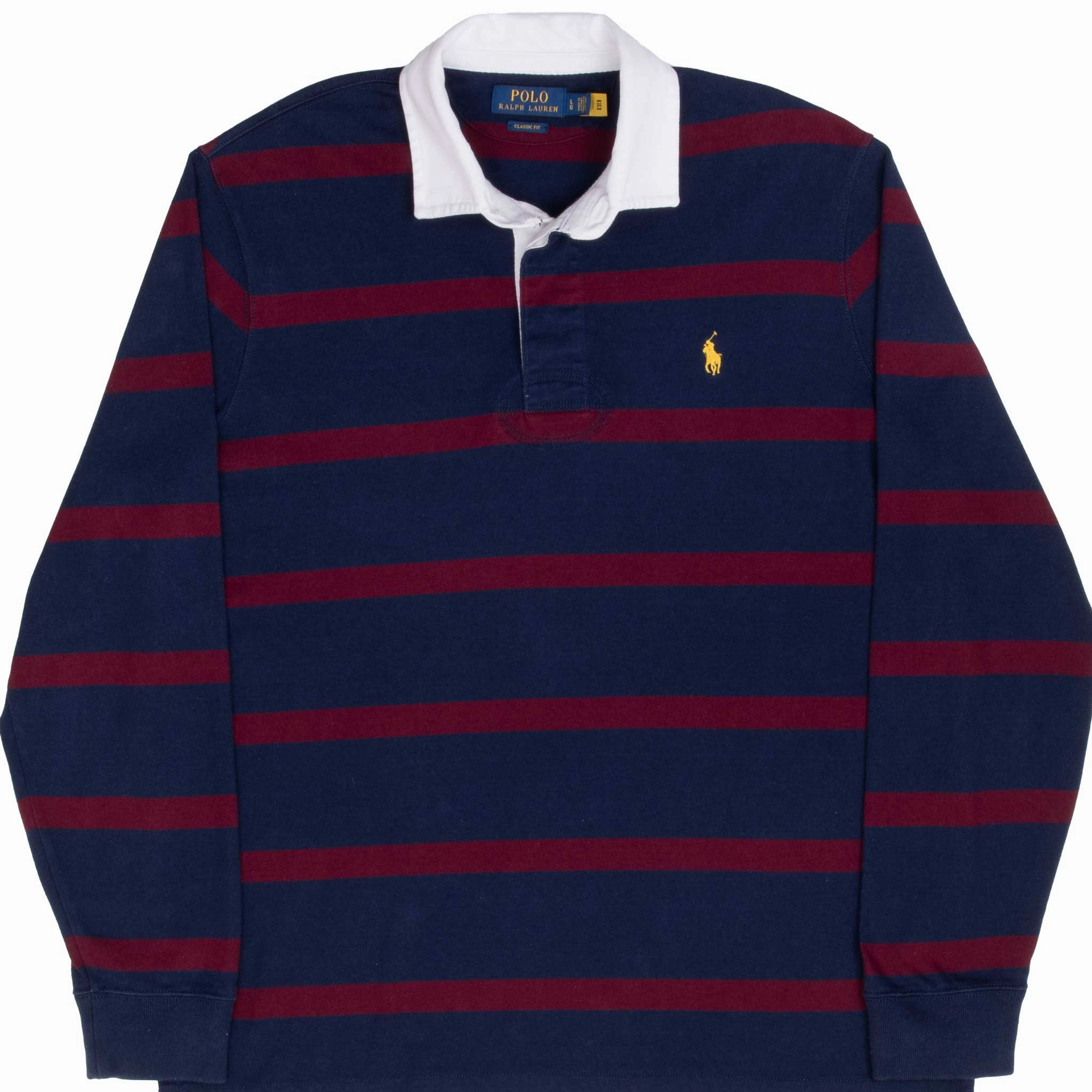 POLO RALPH LAUREN RED & BLUE STRIPED RUGBY POLO SHIRT SIZE LARGE Night Out product luxury indulgence