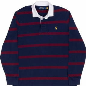 POLO RALPH LAUREN RED & BLUE STRIPED RUGBY POLO SHIRT SIZE LARGE Night Out product luxury indulgence
