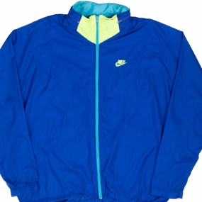 VINTAGE NIKE CLASSIC SWOOSH BLUE WINDBREAKER JACKET LATE 1980S XL bar Breathable mesh lining