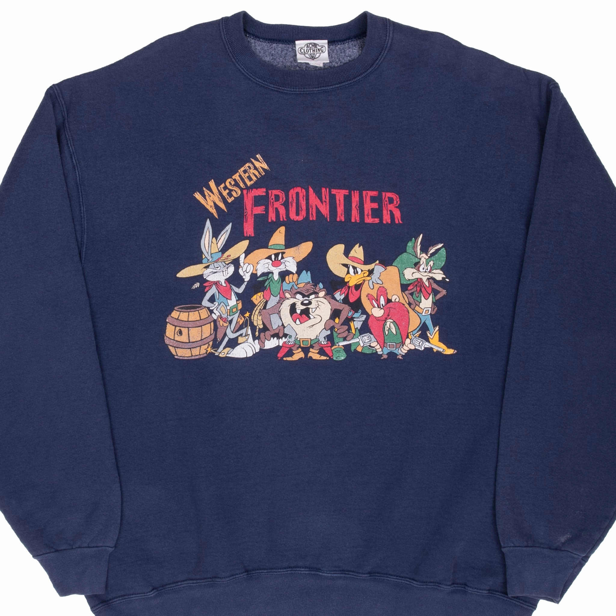 VINTAGE LOONEY TUNES WESTERN FRONTIER SWEATSHIRT 1991 XL MADE IN USA product label information