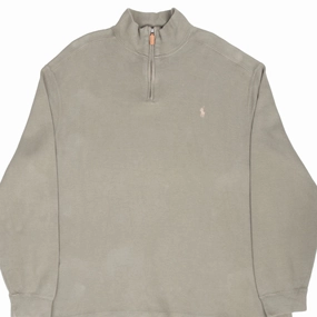 VINTAGE POLO RALPH LAUREN SAGE GREEN QUARTER 1/4 ZIP SWEATER 1990S 2XL Daily Wear