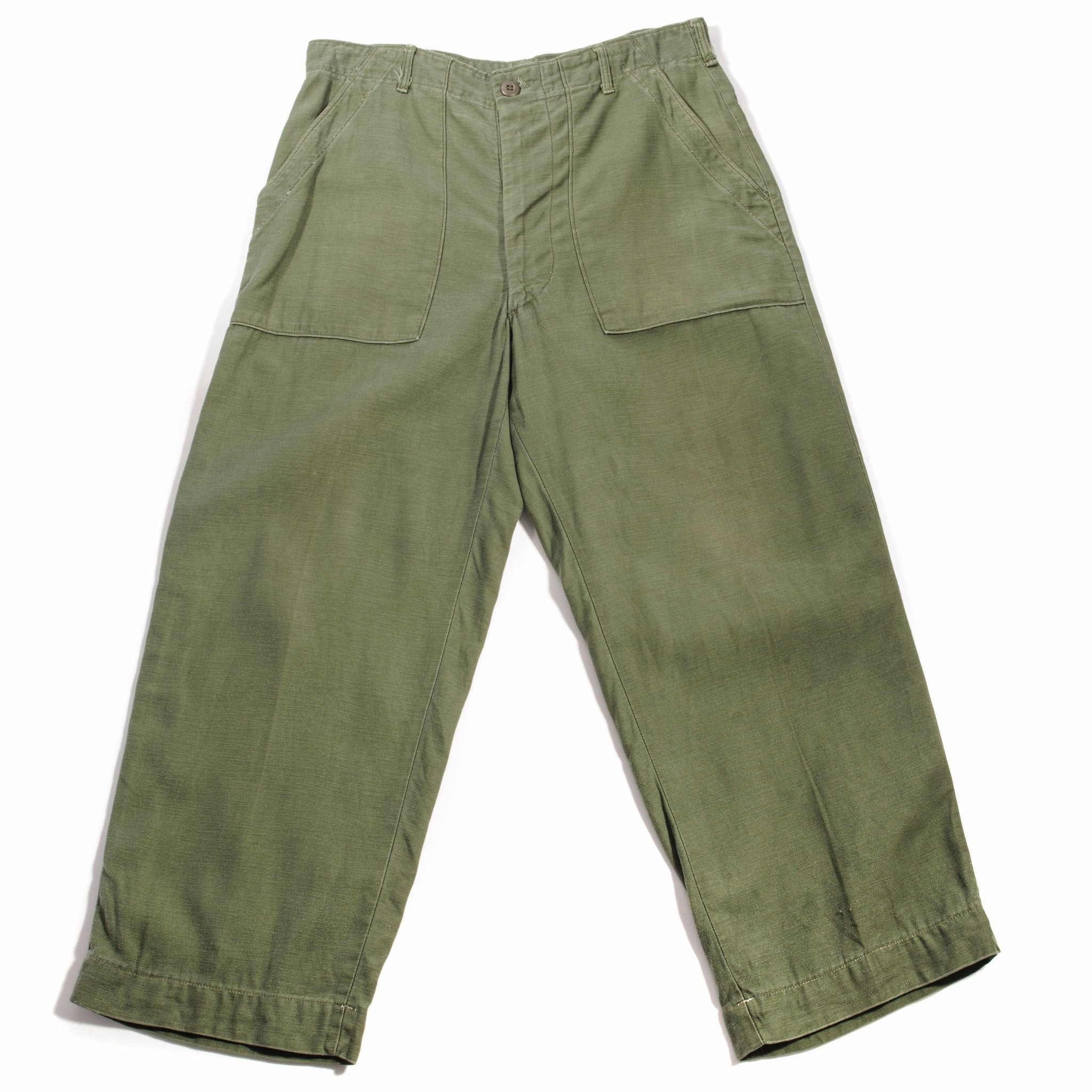 DoubleLayeredKnees TemperatureRegulation VINTAGE US ARMY UTILITY OG-107 SATEEN PANTS TROUSERS 1968 VIETNAM WAR SIZE W32 L26