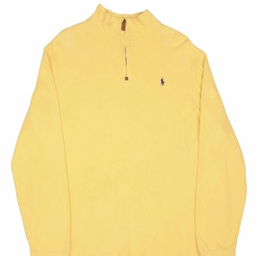 appropriate for sports Cozy pieces VINTAGE RALPH LAUREN YELLOW QUARTER ZIP SWEATER SIZE XL 1990S