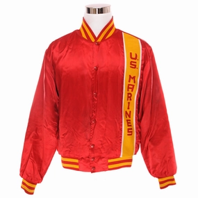 VINTAGE USMC US MARINE CORPS SOUVENIR BOMBER JACKET SIZE LARGE Secure Draw