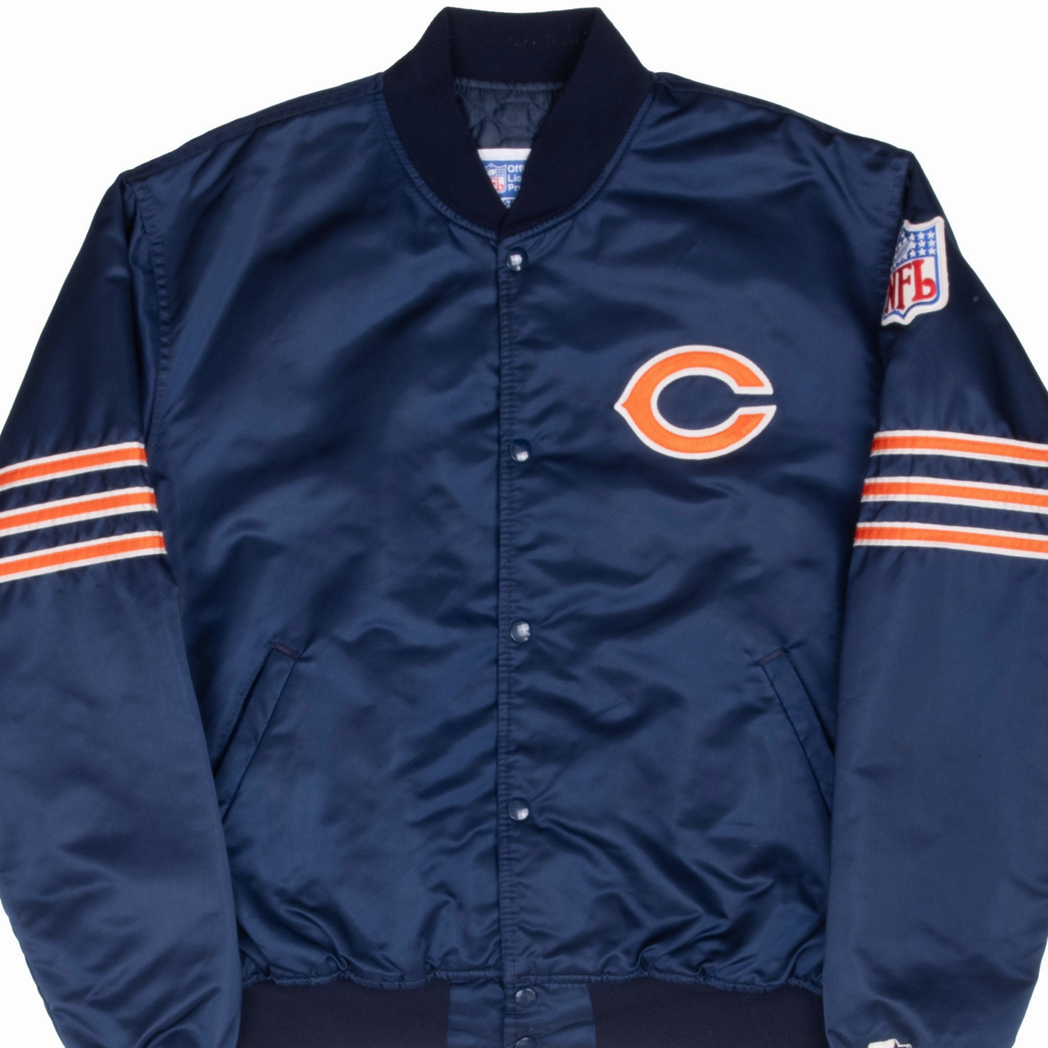 Sombrero Tailored Silhouette VINTAGE NFL CHICAGO BEARS STARTER SATIN BOMBER JACKET 1990S XL MADE IN USA