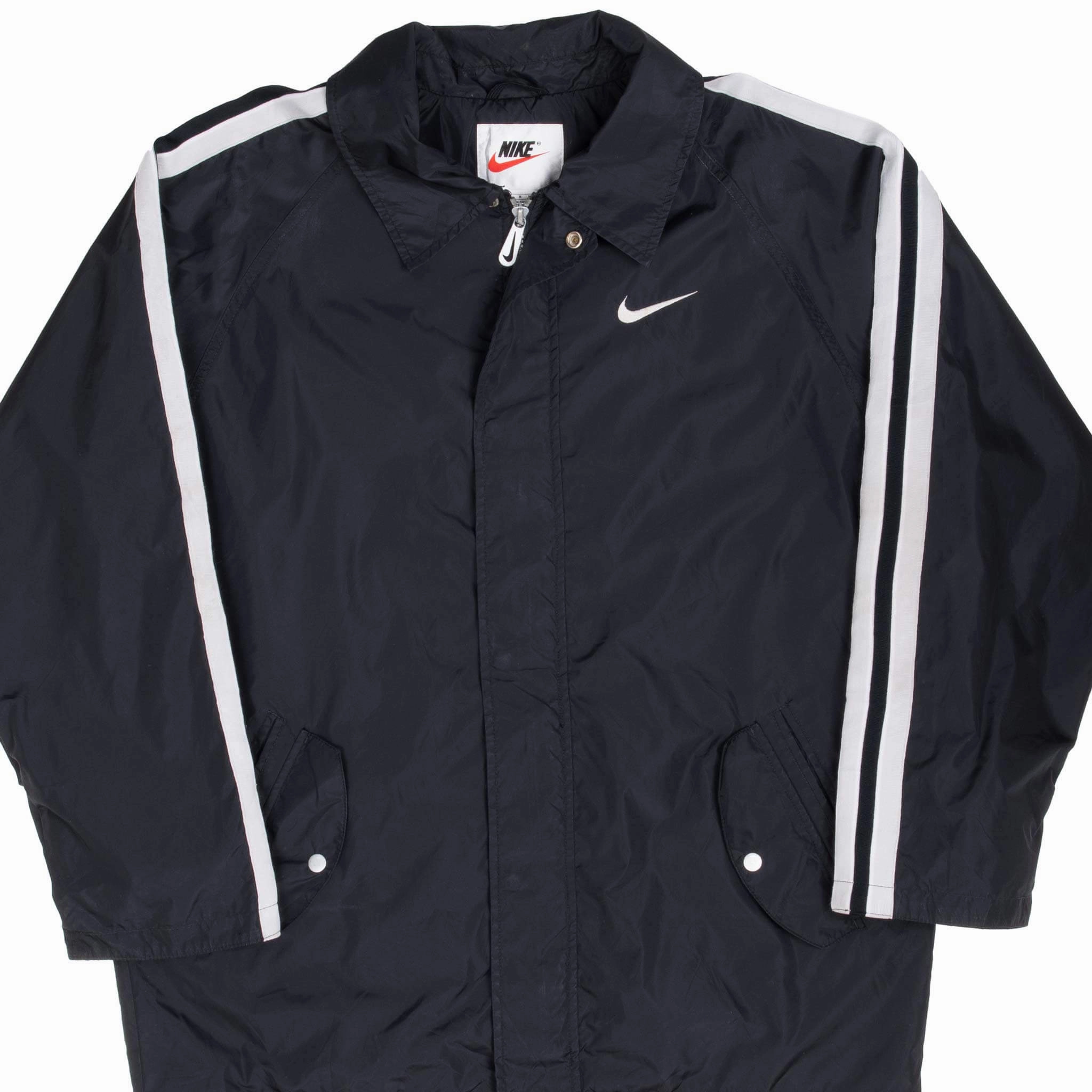 VINTAGE NIKE CLASSIC SWOOSH BLACK WINDBREAKER JACKET 1990S MEDIUM Persist Base Warmth