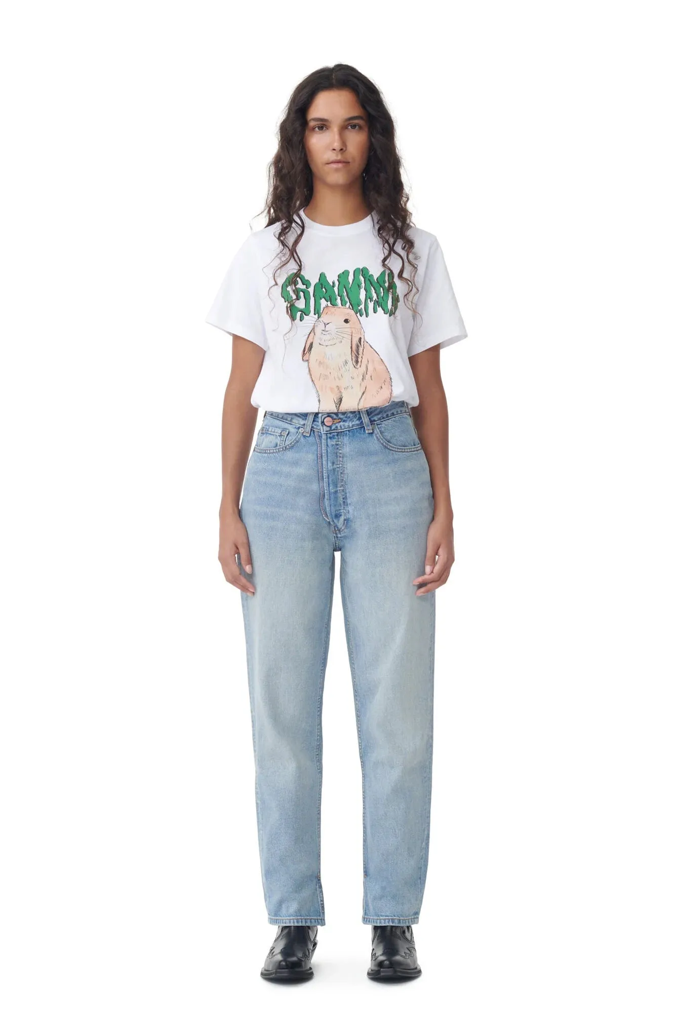 Relaxed Waist Oeko Tex Certified Jersey Graphic Bunny Tee