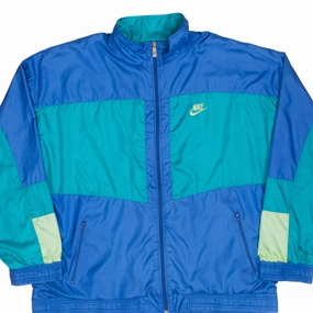 VINTAGE NIKE CLASSIC SWOOSH BLUE WINDBREAKER JACKET 1980S SIZE XL Card Compact Layer