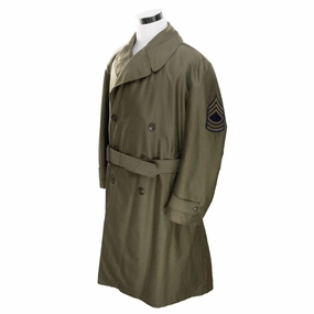 ReflectiveTrimDetails BreathableFabric VINTAGE US ARMY OVERCOAT TRENCH COAT W LINER 1946 POST WW2 LARGE REGULAR