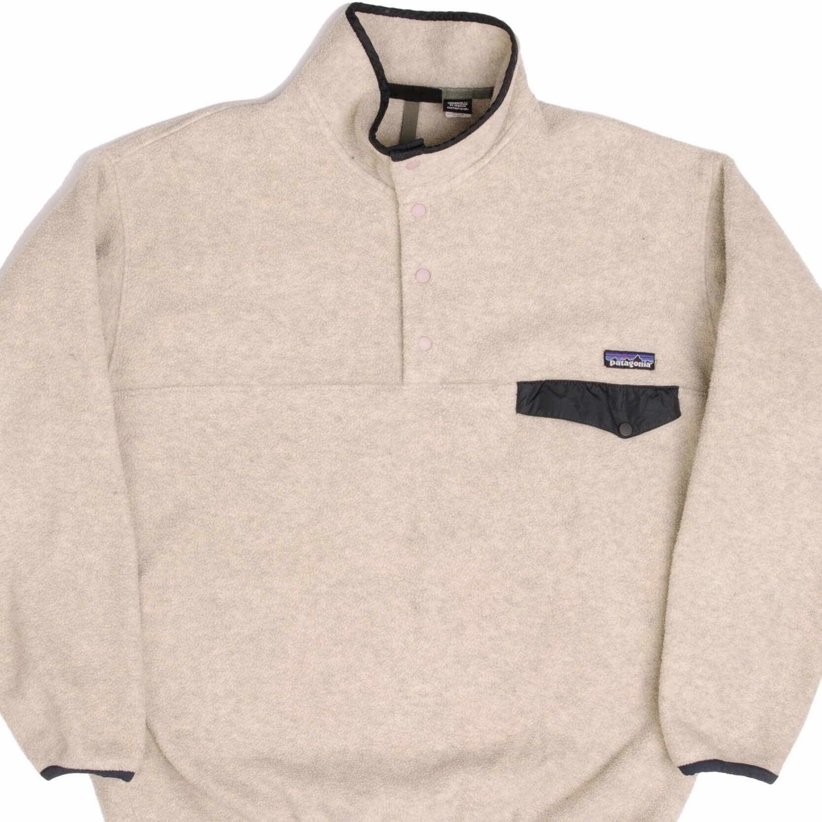 Brand Name VINTAGE PATAGONIA SYNCHILLA SNAP T BEIGE FLEECE PULLOVER 1990S LARGE