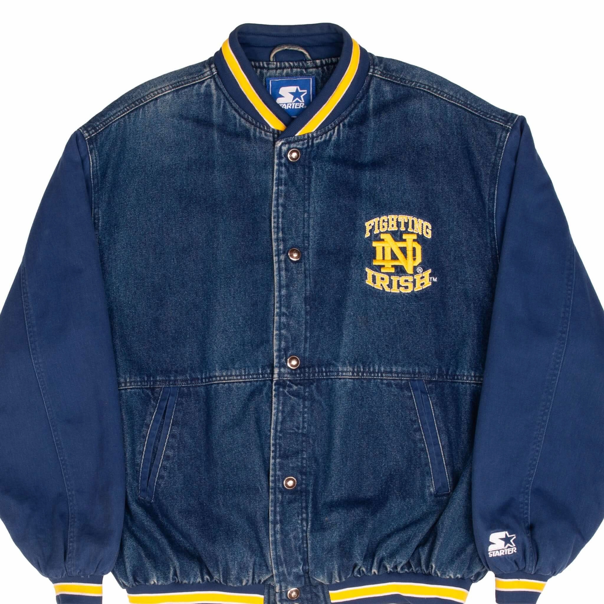City Smooth Gliding Liners VINTAGE NCAA NOTRE DAME FIGHTING IRISH STARTER DENIM VARSITY JACKET 1990S SZE XL