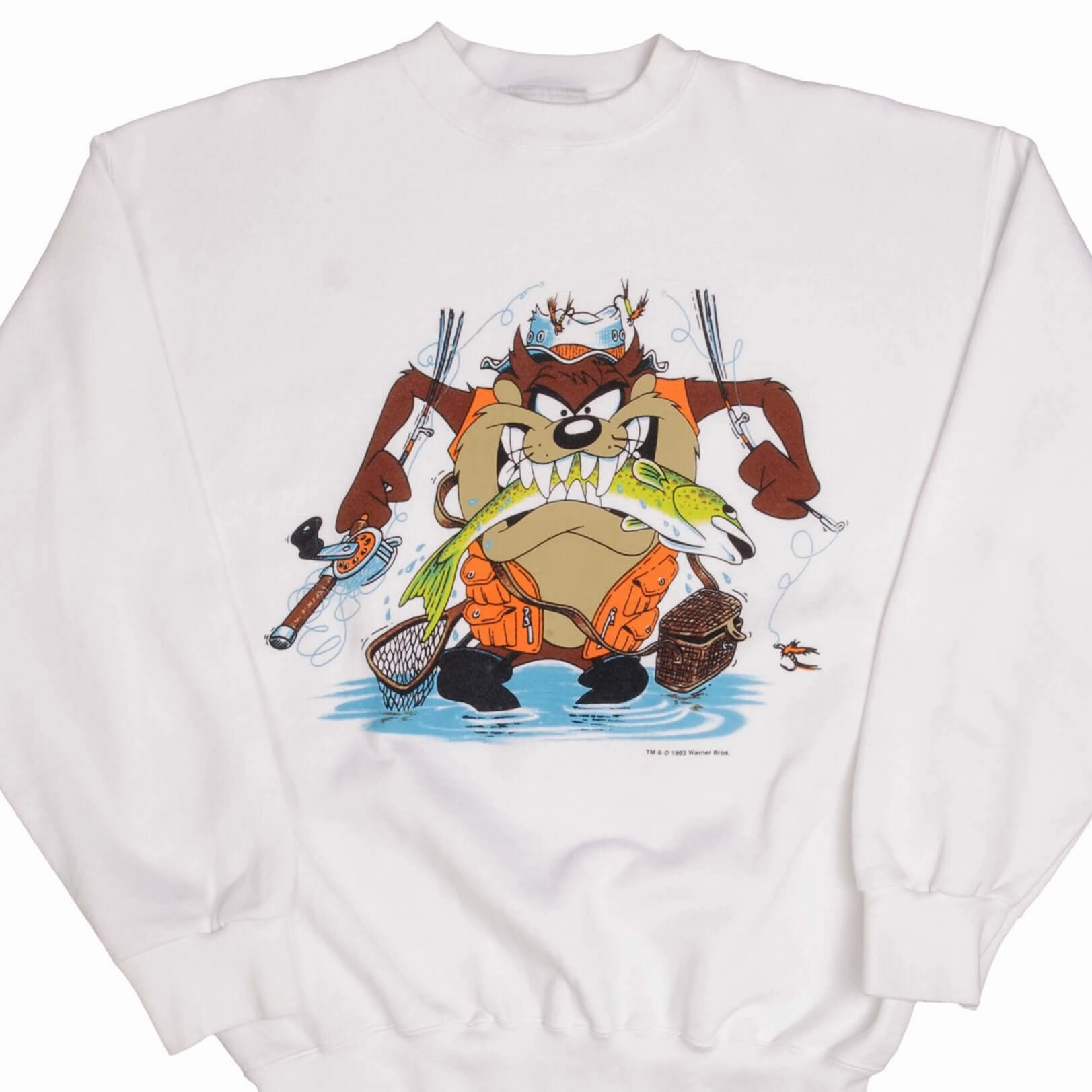 Travel Active VINTAGE LOONEY TUNES TAZ FISHING SWEATSHIRT 1993 SIZE XL