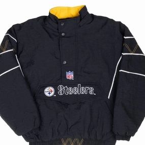 Hardware Stretch Comfort VINTAGE NFL PITTSBURGH STEELERS HEAVY PULLOVER STARTER JACKET 1990S MEDIUM