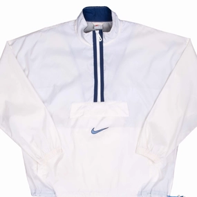 Biker VINTAGE NIKE BIG SWOOSH WHITE PULLOVER WINDBREAKER JACKET 1990S LARGE