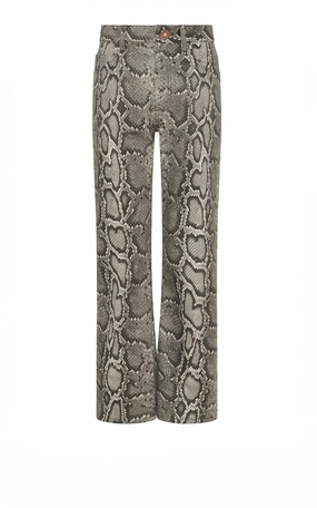 Ezra Bootcut Cropped Jean in Greyscale Recycled Printed Cotton Denim Gusseted Crotch Sporty Chic