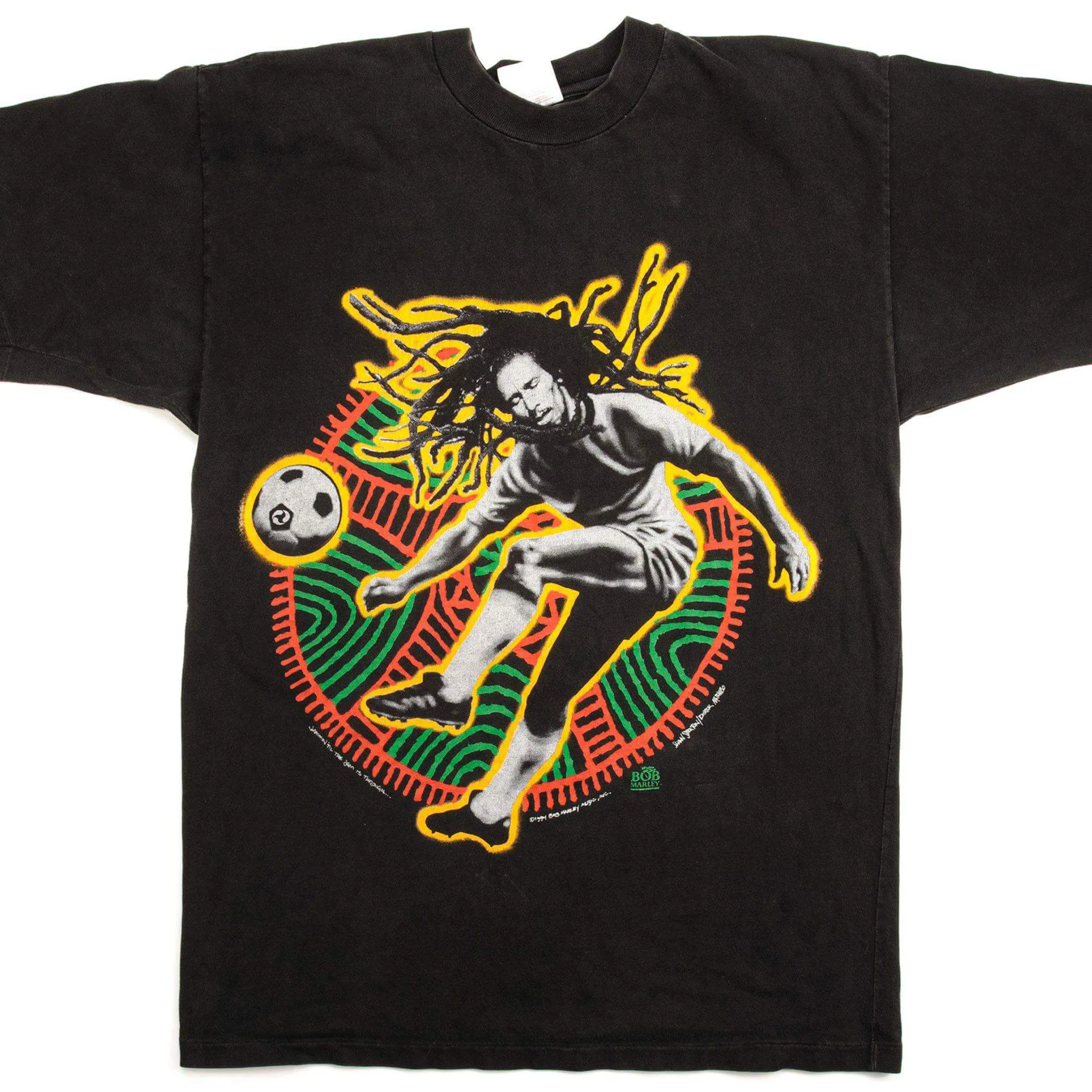 Active Essentials VINTAGE BOB MARLEY SOCCER TEE SHIRT 1994 SIZE LARGE