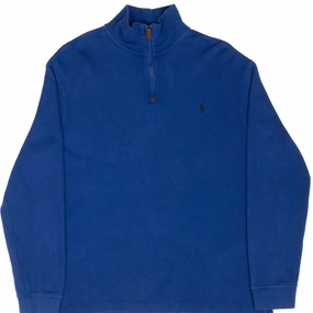 Comfort Layer VINTAGE POLO RALPH LAUREN BLUE QUARTER 1/4 ZIP SWEATER LARGE