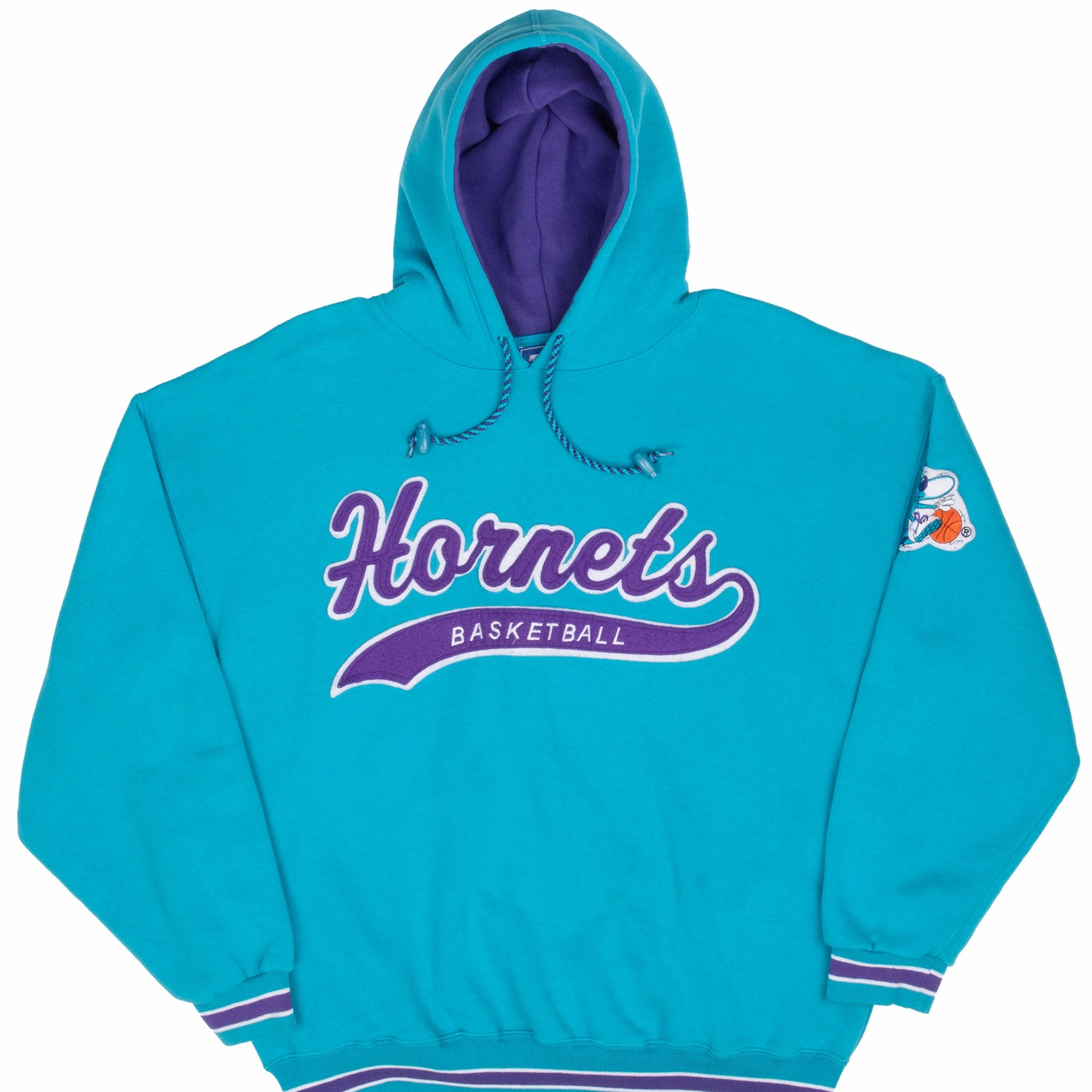 VINTAGE NBA CHARLOTTE HORNETS STARTER HOODIE SWEATSHIRT 1990S LARGE Anti fungal Sports Style