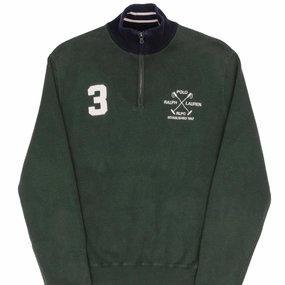 VINTAGE POLO RALPH LAUREN GREEN RLPC QUARTER 1/4 ZIP SWEATER 1990S SIZE LARGE product lace femininity