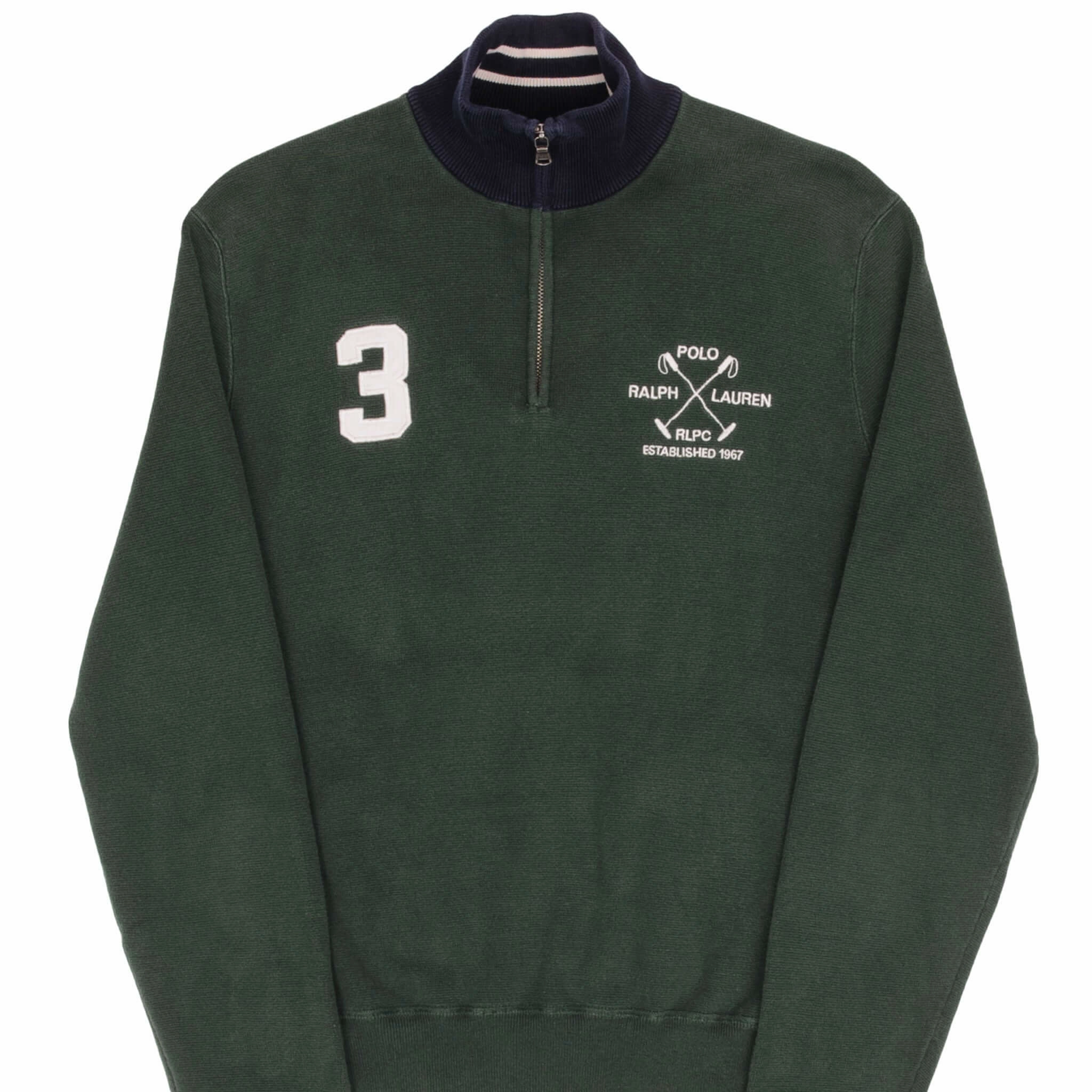 VINTAGE POLO RALPH LAUREN GREEN RLPC QUARTER 1/4 ZIP SWEATER 1990S SIZE LARGE product lace femininity