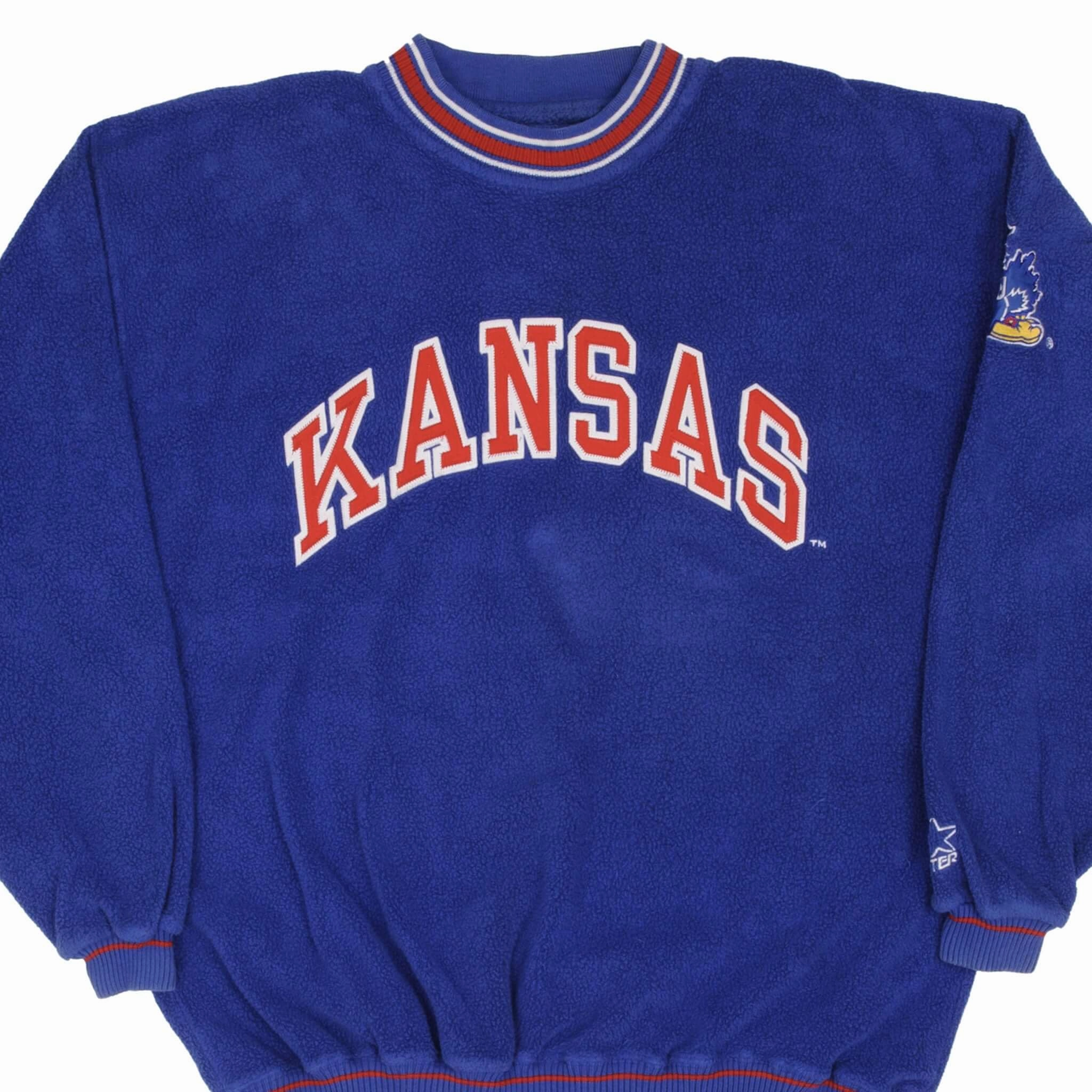 Zip-up VINTAGE NCAA UNIVERSITY OF KANSAS JAYHAWKS STARTER SWEATSHIRT 1990S SIZE LARGE