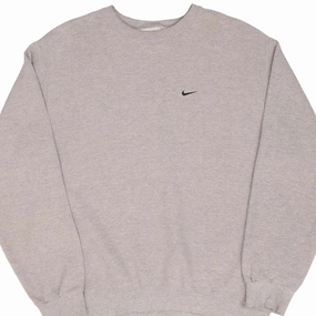 VINTAGE NIKE CLASSIC SWOOSH GRAY SWEATSHIRT 2000S SIZE MEDIUM Chic Fit