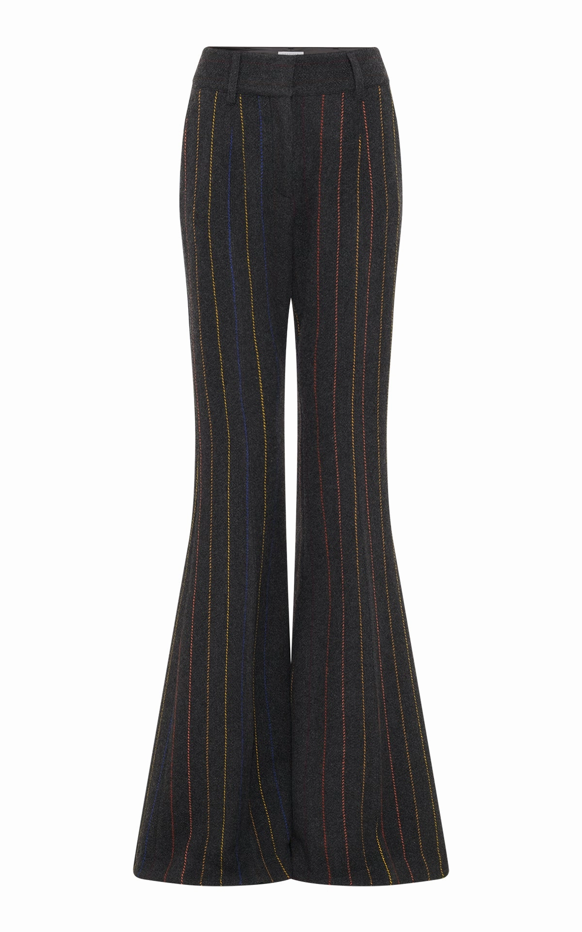 Rhein Flare Pant in Charcoal Multi Pinstripe Wool Cashmere TemperatureRegulation