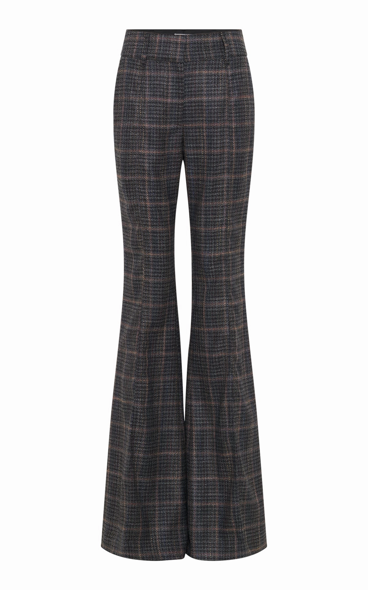 Smooth Fit Lining Cropped hem Rhein Flare Pant in Charcoal Multi Wool Silk Clubcheck Plaid