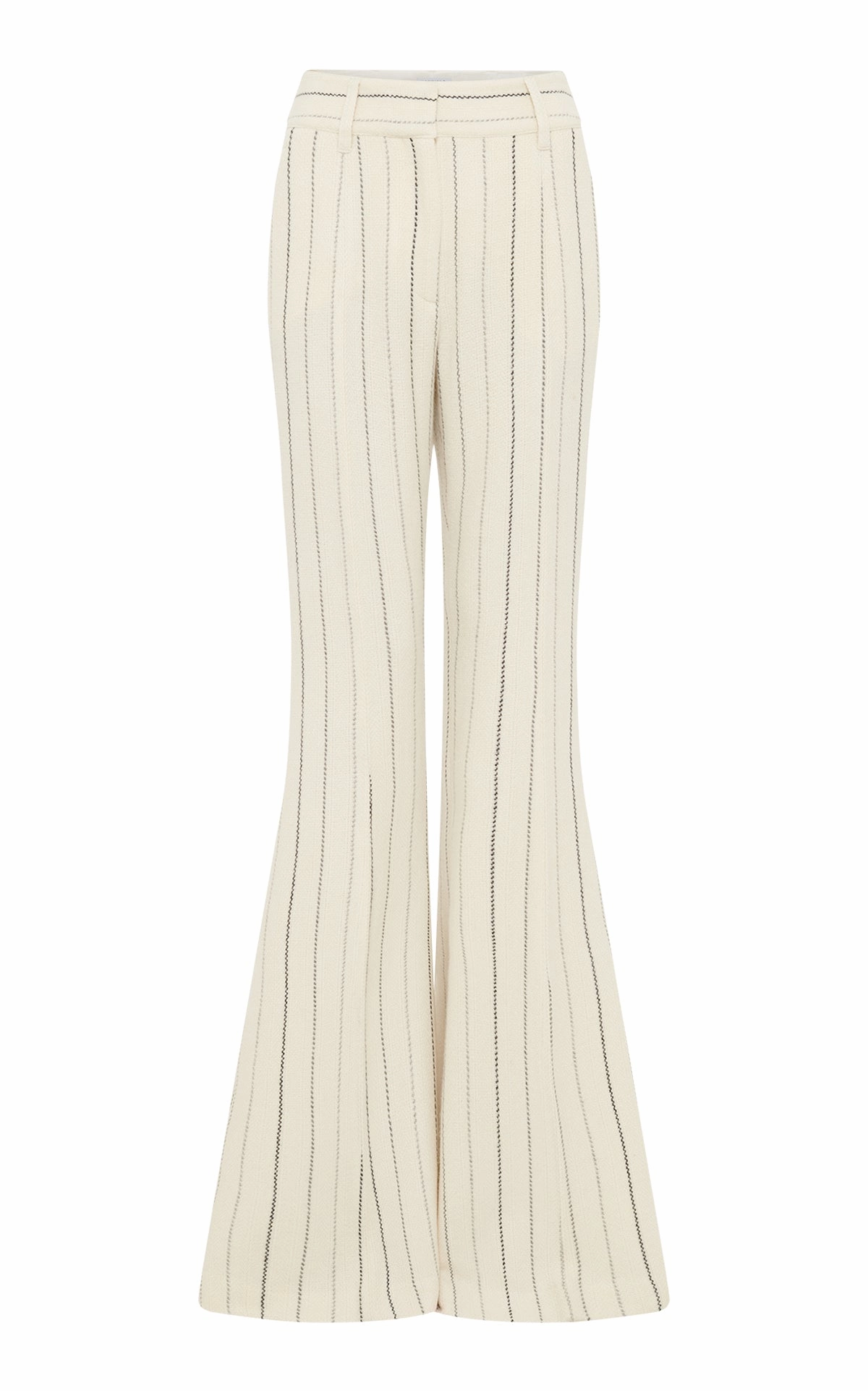 Effortless Fit Rhein Flare Pant in Ivory Multi Pinstripe Wool Cashmere