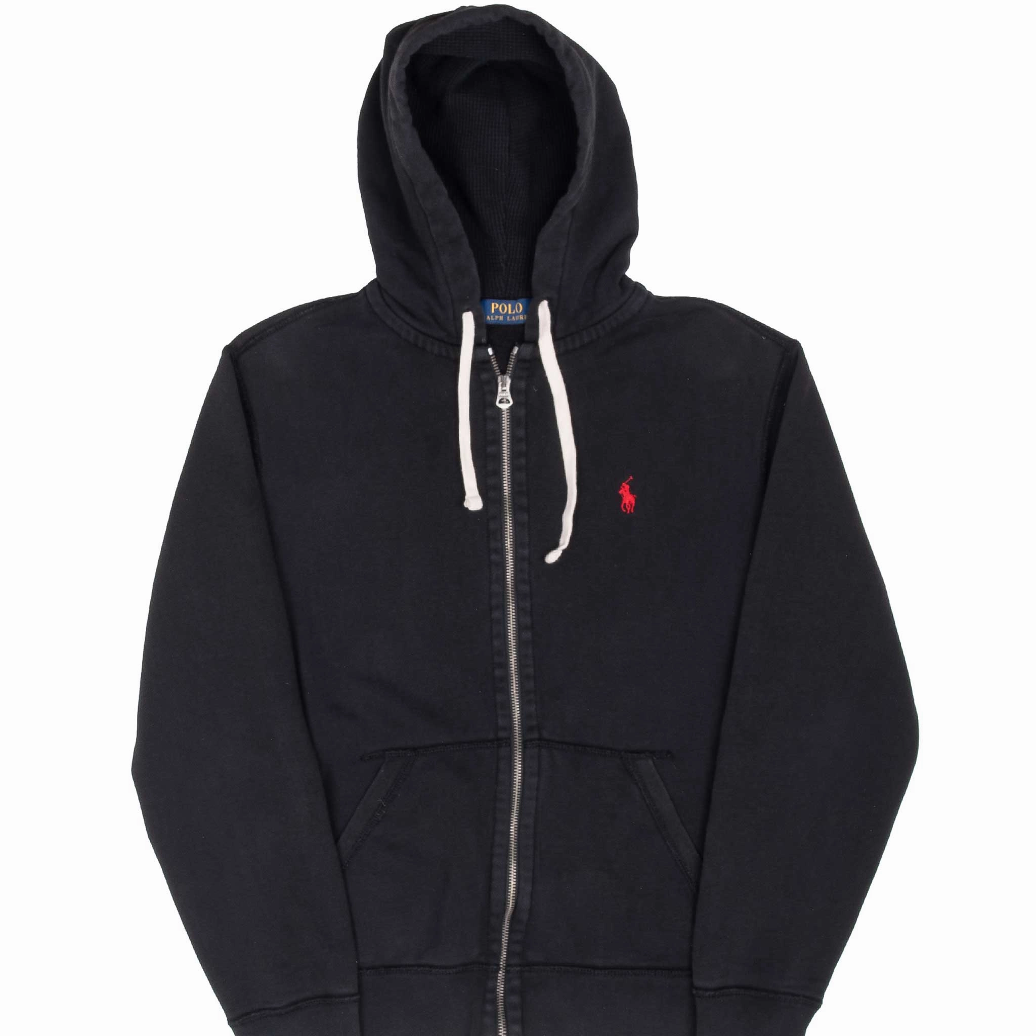 VINTAGE RALPH LAUREN FULL ZIP CLASSIC BLACK HOODIE SWEATSHIRT SMALL Sporty Comfort product jewelry adornment