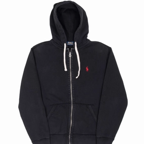 VINTAGE RALPH LAUREN FULL ZIP CLASSIC BLACK HOODIE SWEATSHIRT SMALL Sporty Comfort product jewelry adornment
