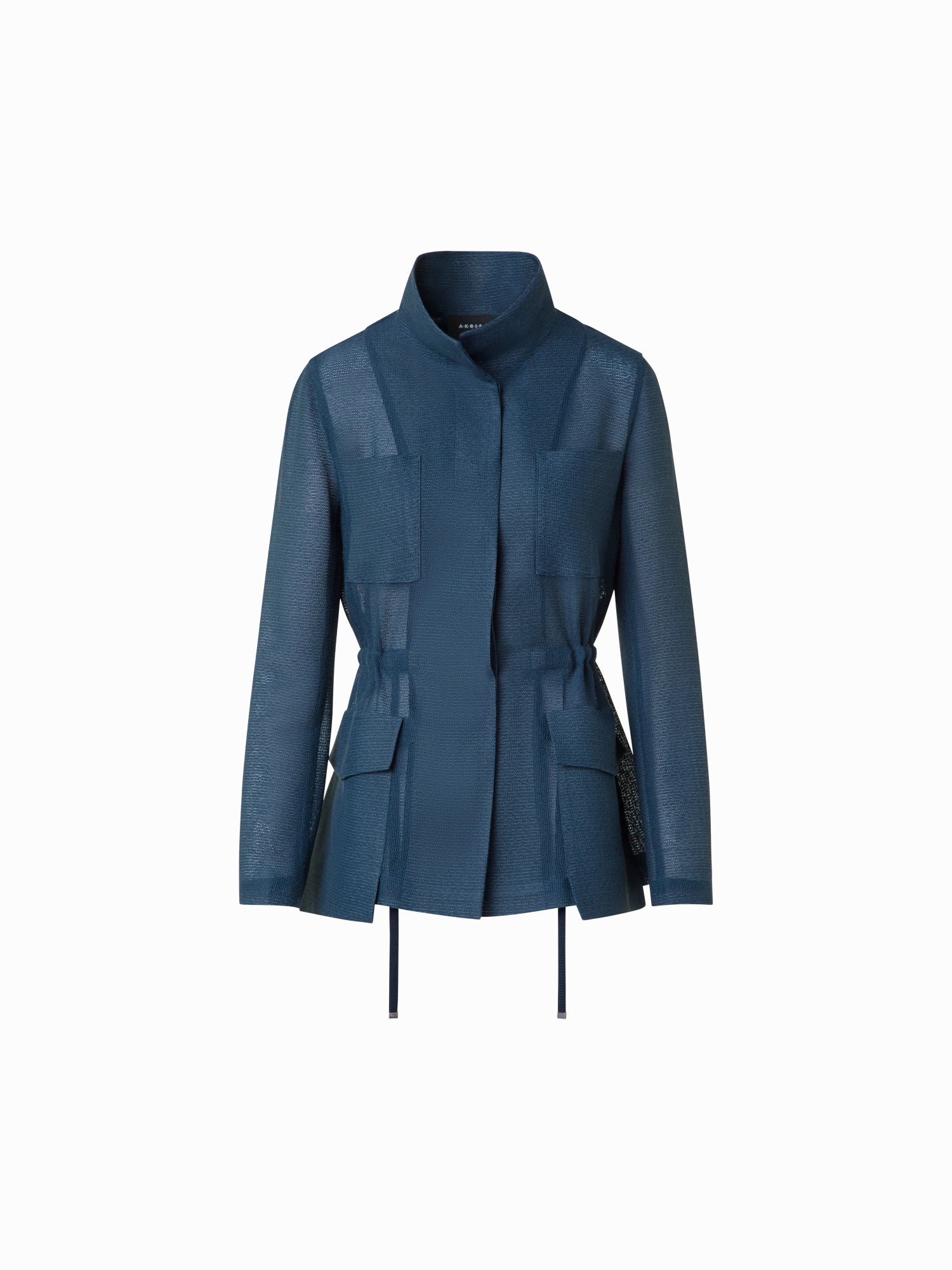 multiple pockets Sheer Safari Jacket in Open Weave Structure