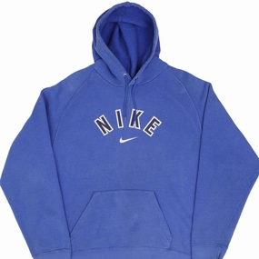 product customer retention belt accents VINTAGE NIKE SPELLOUT CENTER SWOOSH BLUE HOODIE SWEATSHIRT 2000S SIZE XL