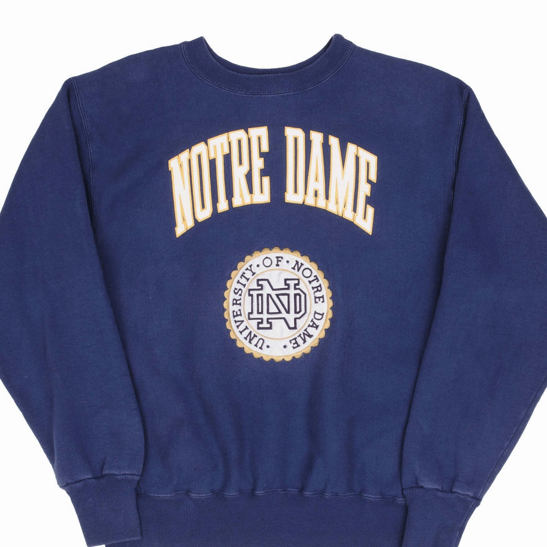 Stylish Fit VINTAGE REVERSE WEAVE UNIVERSITY OF NOTRE DAME SWEATSHIRT 1990S LARGE MADE USA