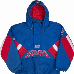 Magnetic Closures VINTAGE NFL NEW YORK GIANTS HEAVY PULLOVER STARTER JACKET 1990S XL