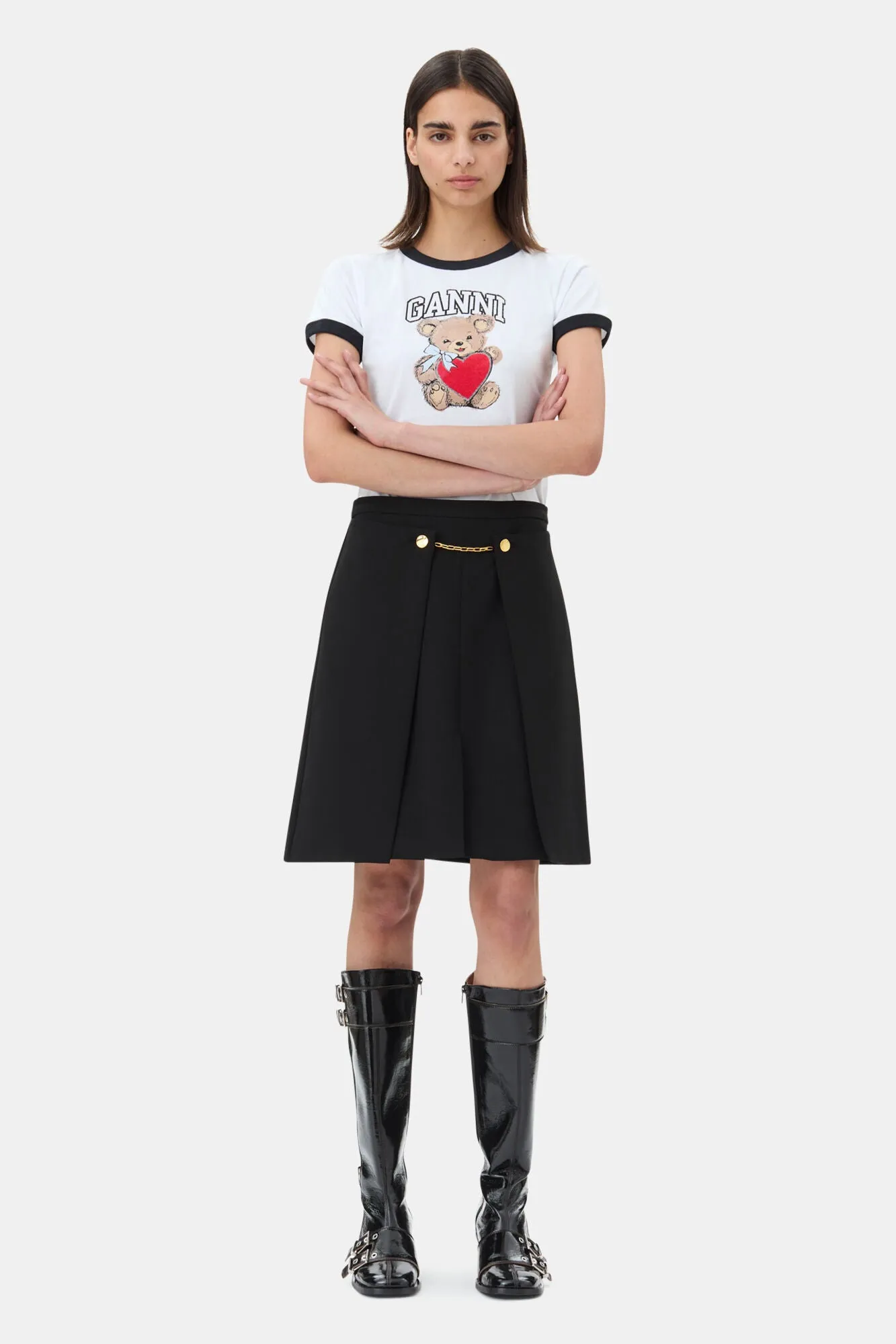 White Basic Jersey Bear T-shirt Abstract print Cool Layer Wear