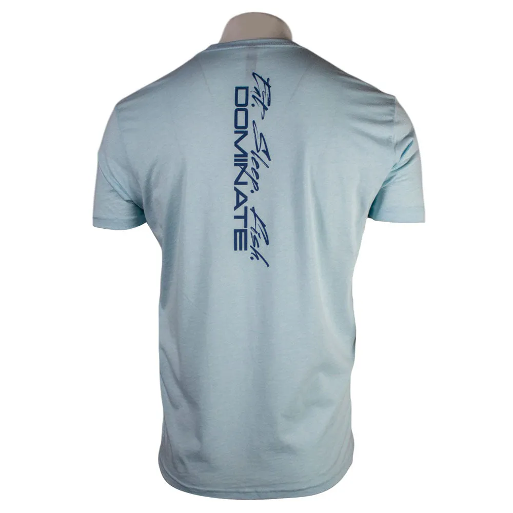 Durable Collar Construction Breathable Essentials Skeeter Eat Sleep Fish Dominate Ice Blue Tee