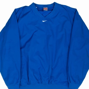 Long-sleeved VINTAGE NIKE CENTER SWOOSH BLUE WINDBREAKER PULLOVER JACKET 2000S LARGE