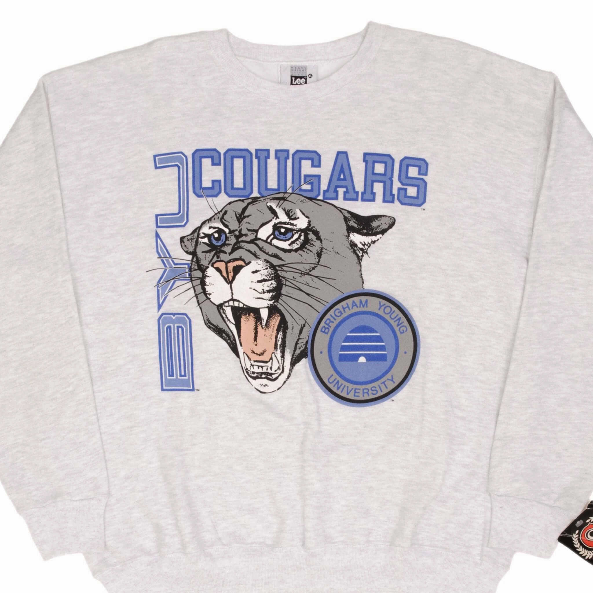 VINTAGE BYU BRIGHAM YOUNG UNI COUGARS 1990S SWEATSHIRT XL MADE IN USA DEADSTOCK Layer Bold