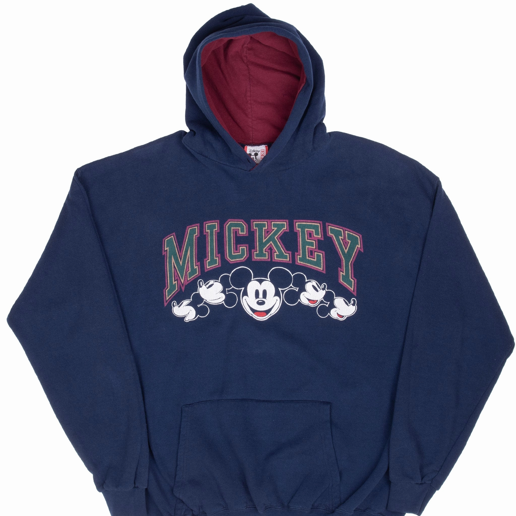 VINTAGE DISNEY MICKEY MOUSE HOODIE SWEATSHIRT 1990S LARGE clip accents