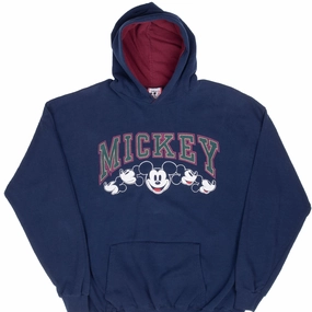 VINTAGE DISNEY MICKEY MOUSE HOODIE SWEATSHIRT 1990S LARGE clip accents