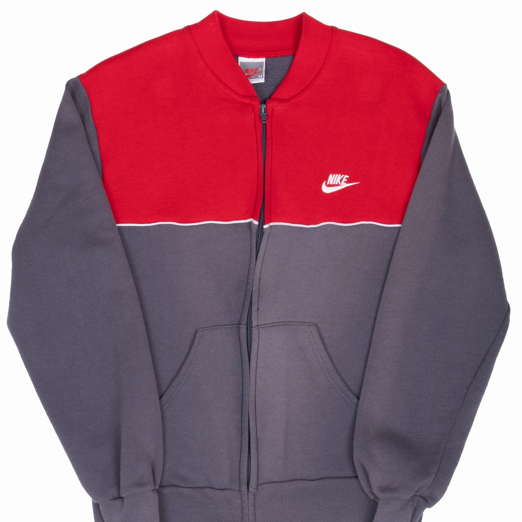 Rain Fit VINTAGE NIKE GREY & RED TRACK JACKET 1980S MEDIUM MADE IN USA