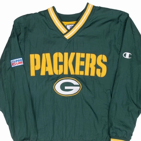 VINTAGE PRO LINE NFL GREEN BAY PACKERS PULLOVER WINDBREAKER JACKET MEDIUM 1990S Moisture Wicking Lining