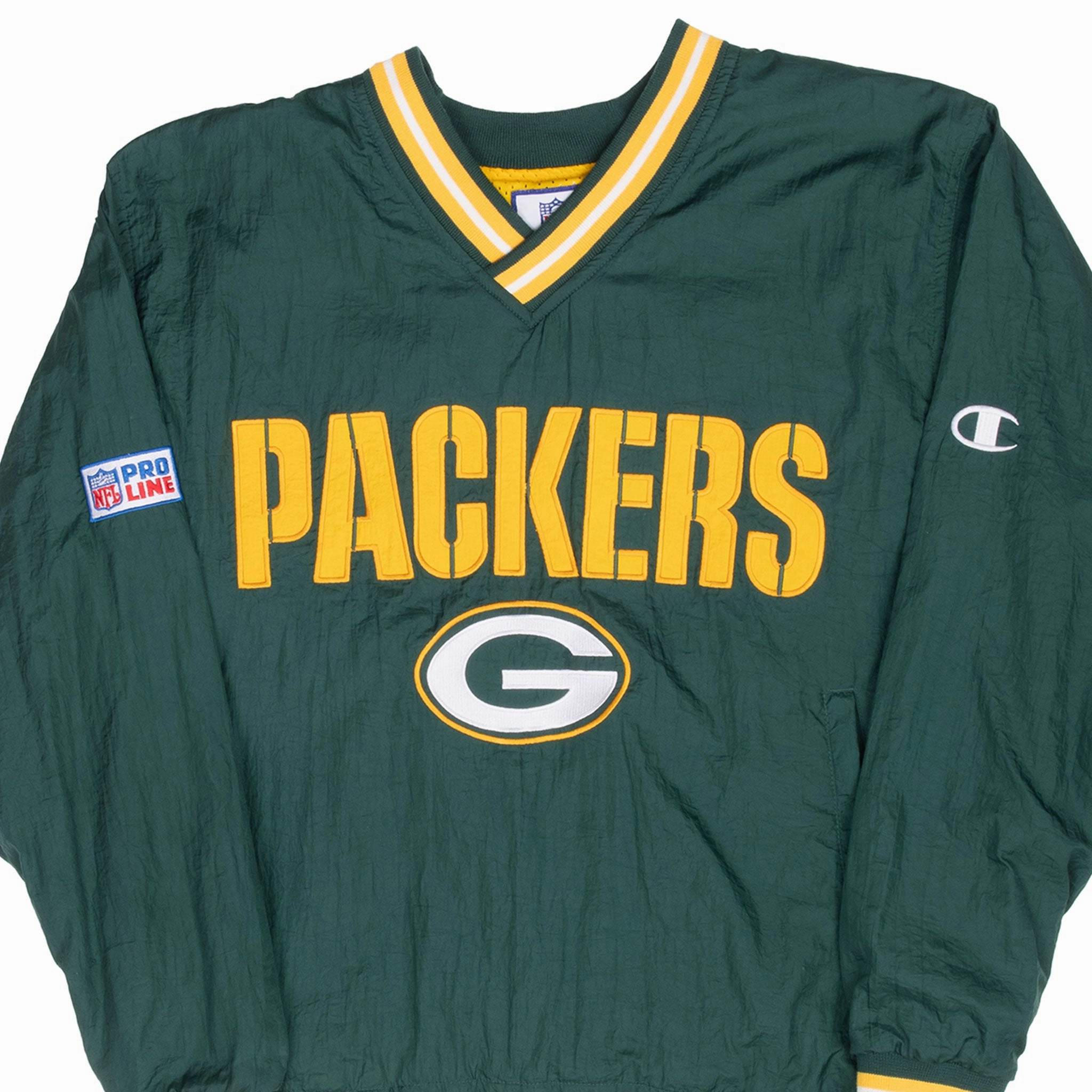 VINTAGE PRO LINE NFL GREEN BAY PACKERS PULLOVER WINDBREAKER JACKET MEDIUM 1990S Moisture Wicking Lining