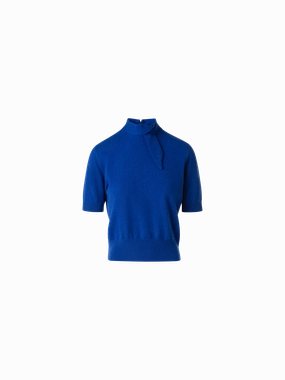 Short Sleeve Cashmere Sweater with Knot Detail Essential Look