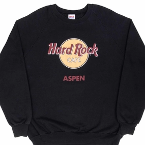 VINTAGE HARD ROCK CAFE ASPEN BLACK SWEATSHIRT 1990S SIZE XL good for yoga Urban Relaxed