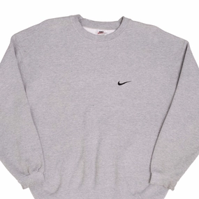 VINTAGE NIKE CLASSIC SWOOSH GREY SWEATSHIRT 1990S SIZE LARGE MADE IN USA Poplin